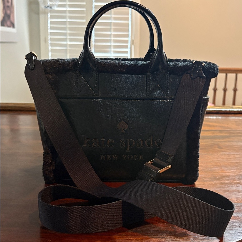 KATE SPADE Jett Shearling Trim Small Tote/Crossbody